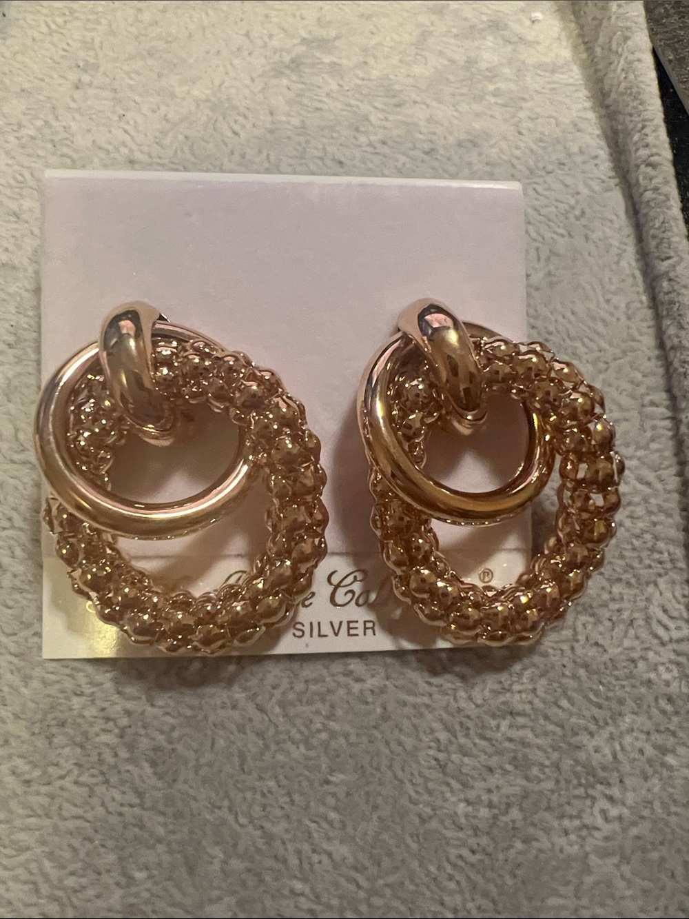 Rose Gold Interlocking Double Circle Drop Earrings - Women Jewelry